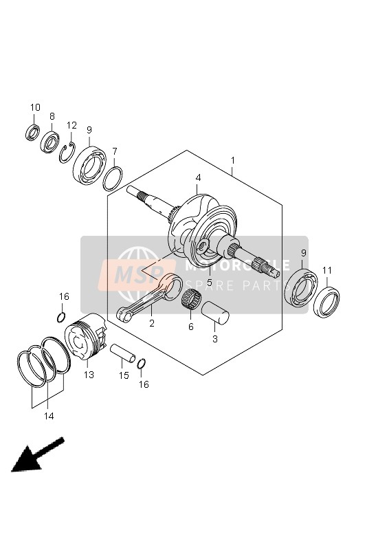 Suzuki UX125 SIXTEEN 2011 Crankshaft for a 2011 Suzuki UX125 SIXTEEN